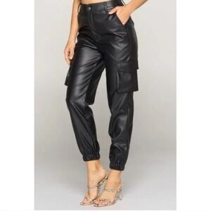 Bailey 44 Black Faux Leather‎ Cargo Pants